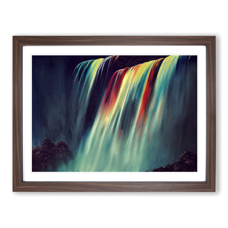 Colourful Watercolour - Single Picture Frame Print, Walnut Framed, 46cm H x 64cm W x 2cm D