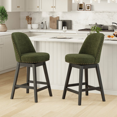 Tabouret de bar pivotant vintage avec pieds en bois massif