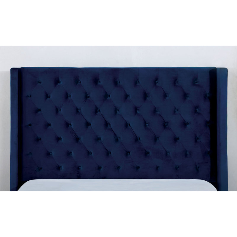 Mobilier de chambre à coucher moderne bleu marine 1pc, Queen