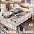 Farmhouse Bed Frame With Double Barn Door Storage Headboard Rustic Wooden Bed With 4 Drawers And Led Lights-905704775-903829570