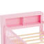 Lit simple rose avec base et tiroirs de rangement avec garde-corps sécurisés sous les tiroirs-680396706