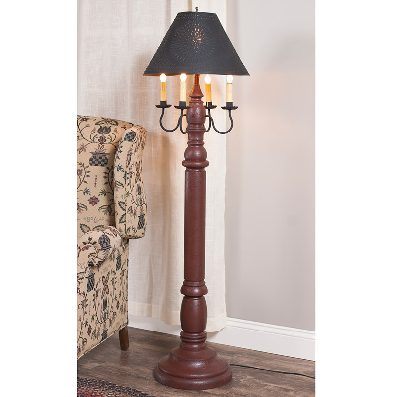 Lampe sur pied 60,5 po candélabre Giles, rouge, Noir texturé