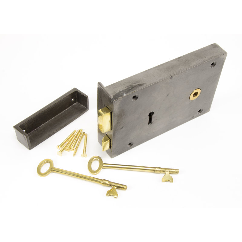 Rim Lock Iron, 11.2cm H x 18cm W x 3.7cm D