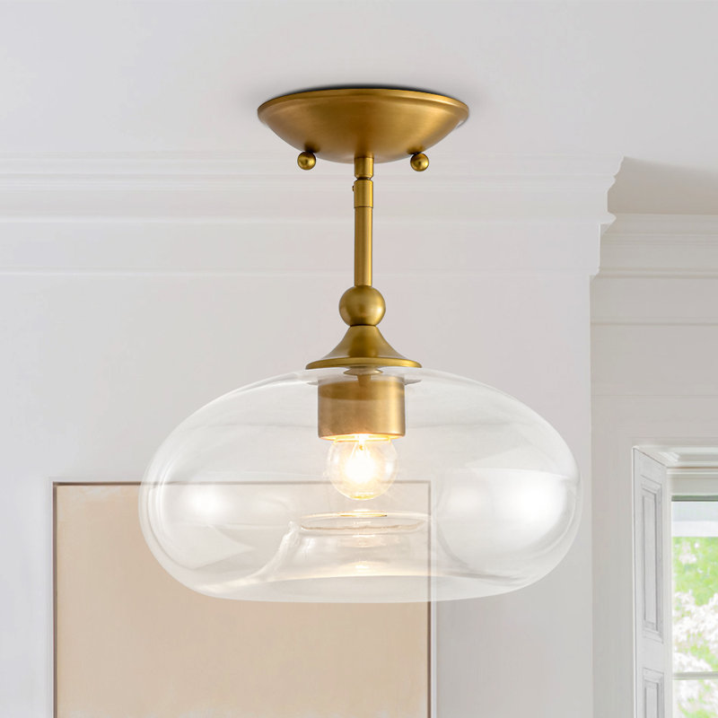 Plafonnier semi-encastré 1 lumière en verre transparent