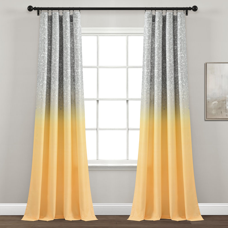 Semi Sheer Curtain Pair, Yellow