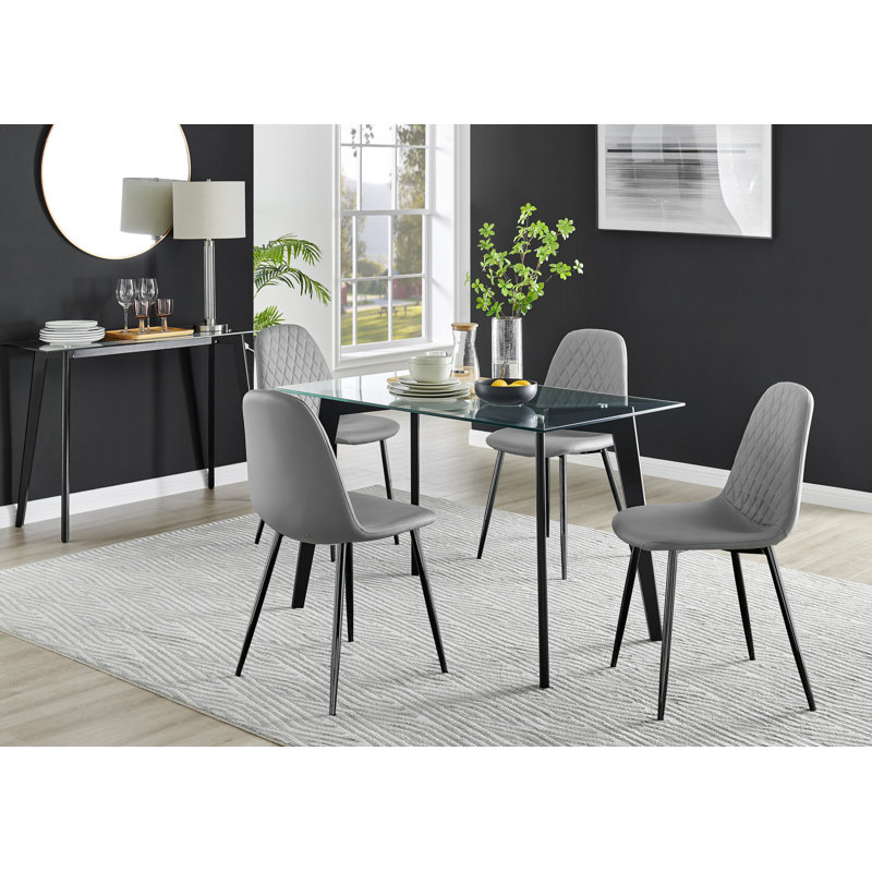 4 - Person Dining Set, Black, Grey/Black