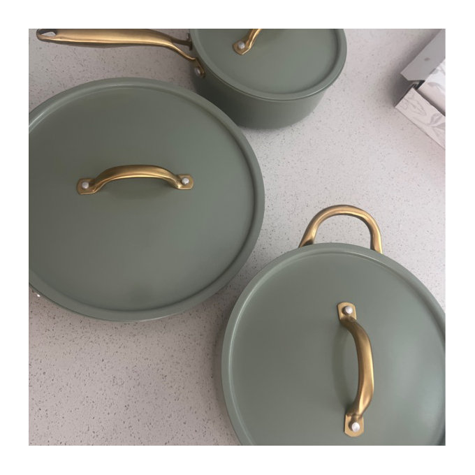 Caannasweis 15 Pieces Ceramic Cookware Set Nonstick Pots and Pans Set - Green