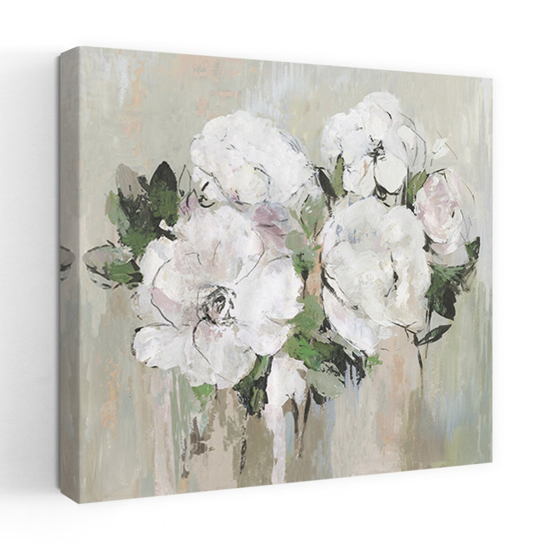 «Eternity In An Hour», art floral délicat et élégant avec pivoines, H 18 po x l 18 po