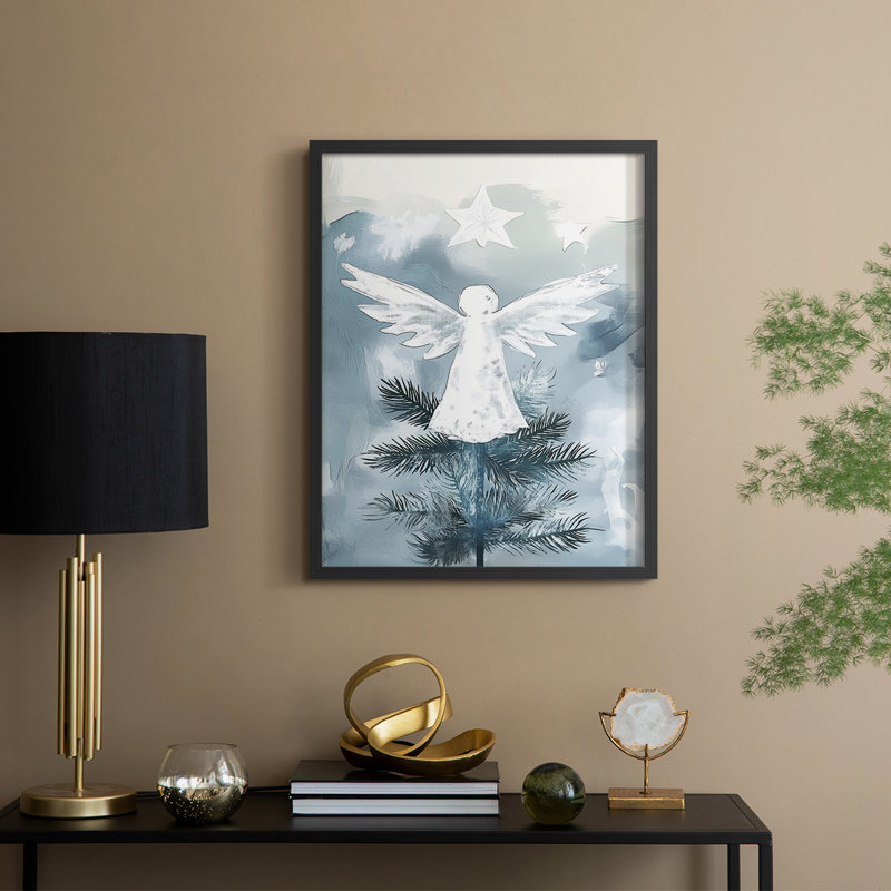 «Christmas Holiday Art», reproduction encadrée Cxxxix - bois massif, H 15 po x l 12 po, Noir, noir, noir, noir
