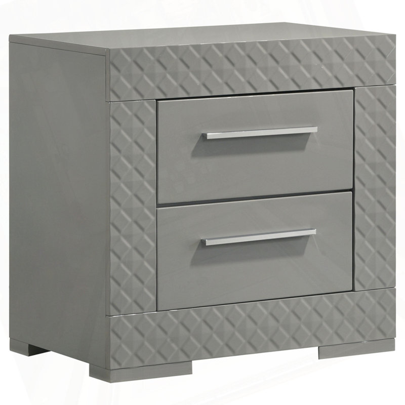 Table de chevet 2 tiroirs, Gris