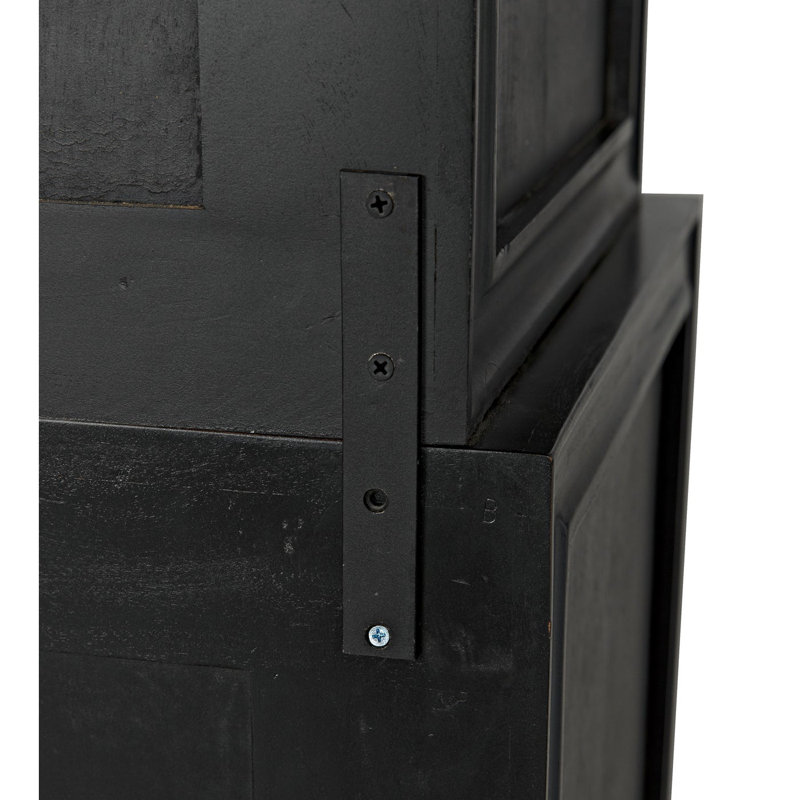 Colonial Solid Wood China Cabinet, Hand Rubbed Black