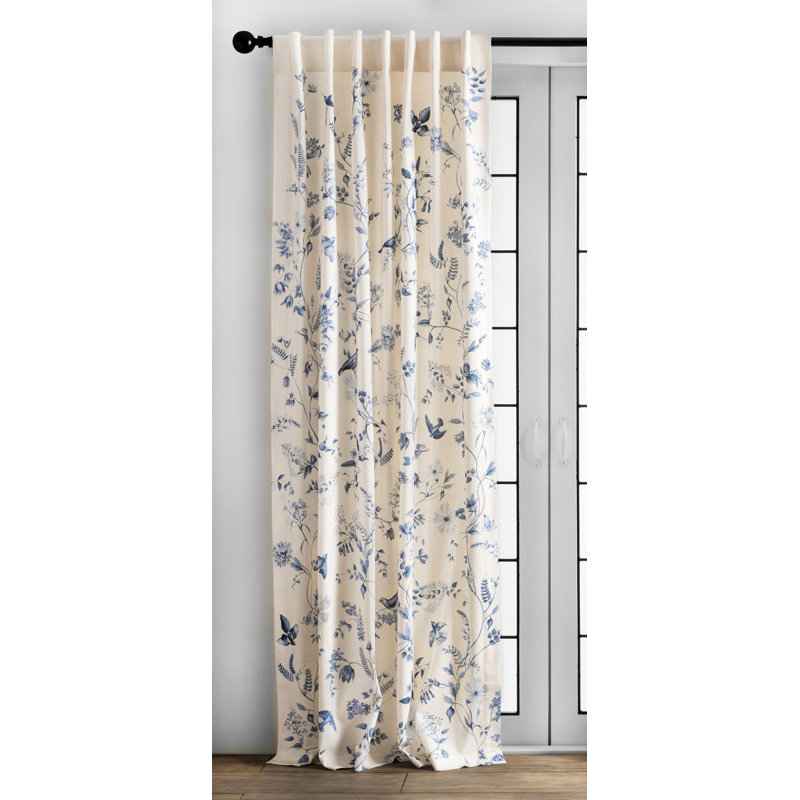 Maison Cotton Semi Sheer Curtain Single Panel, Beige, 50" W x 108" L