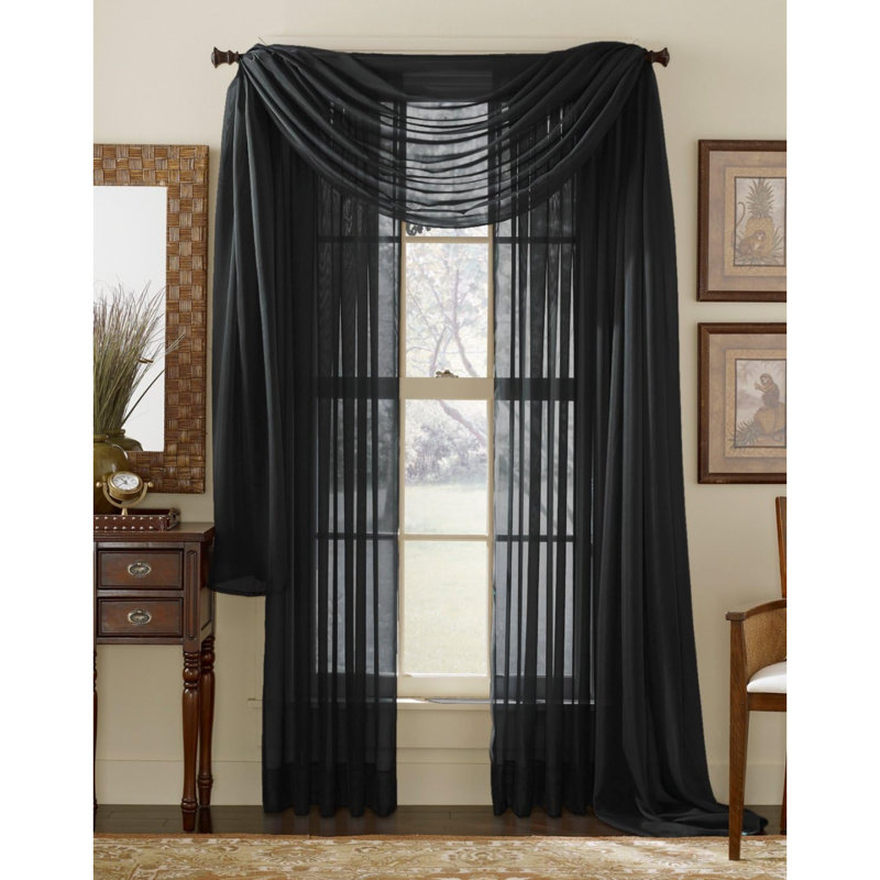 Sheer Window Scarf Single Panel, Black