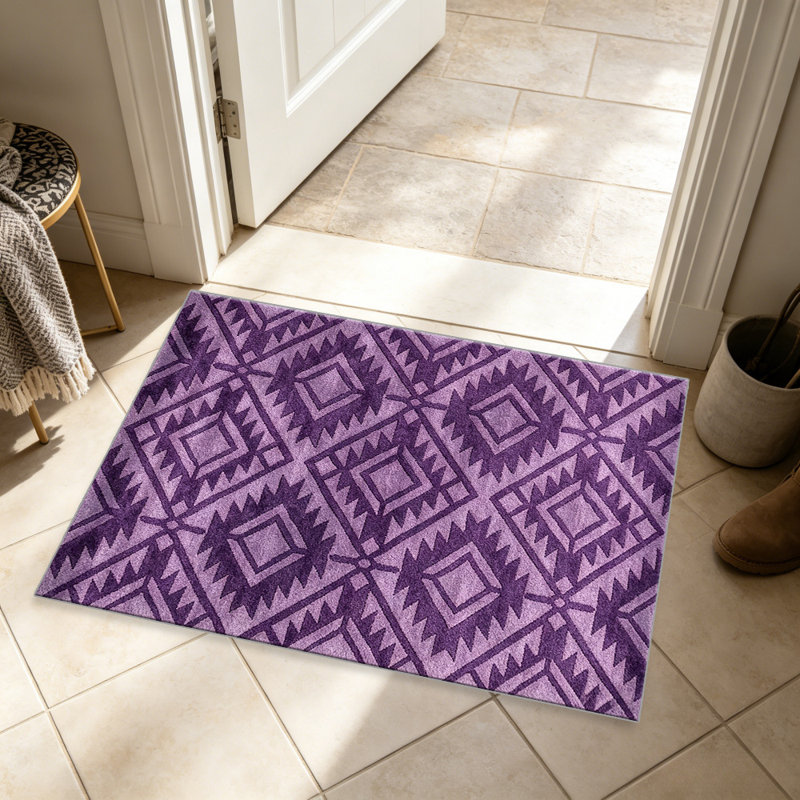Purple Southwestern Geometric area rugs for Living Room, Soft and Comfortable, Suitable for all seasons, easy to maintain, machine washable Indoor floor mat, Under Table Farmhouse suitable for Bedroom, Dining Room, Study, Patio, Balcony, Home Decor