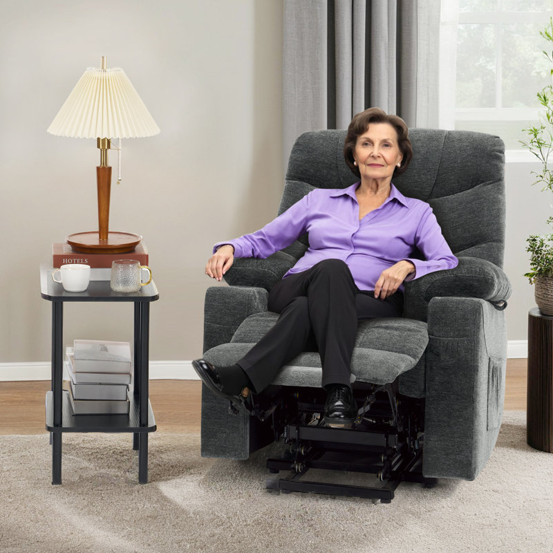 Fauteuil inclinable 19,7 po de large avec repose-pieds et ports USB et de charge de type C, Gris foncé