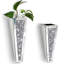 Vase à fleurs en forme de diamant écrasé, pot de fleurs suspendu en miroir et contenant à décor géométrique, vase en argent décoratif à miroir. Peut contenir de l'eau. (Ensemble de 2)