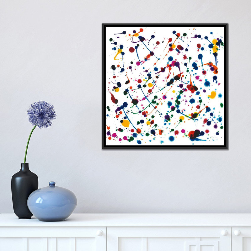 « party lights », impression sur toile tendue, H 26 po x l 26 po x P 1,5 po, Toile avec cadre noir, Pas de tapis