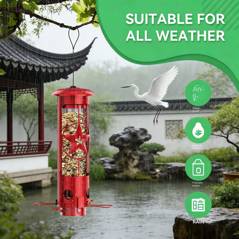 Squirrel Proof Bird Feeder With Weight-Activated Gravity Protection, All-Metal Weatherproof Construction, 3LB Large Capacity For Attracting Wild Birds Outdoors