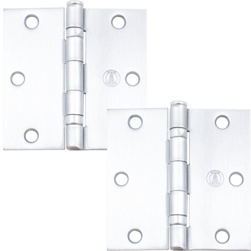 Charnières de porte à roulement à billes 3-1 / 2 ", coin carré, Chrome satiné