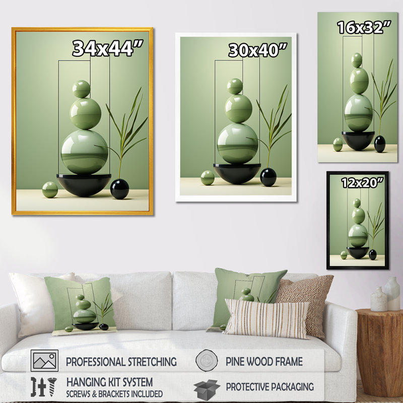 Pierre spirituelle verte zen 2 - impressions sur toile de pierre spirituelle, Toile tendue, H 40 po x l 30 po x P 1,5 po