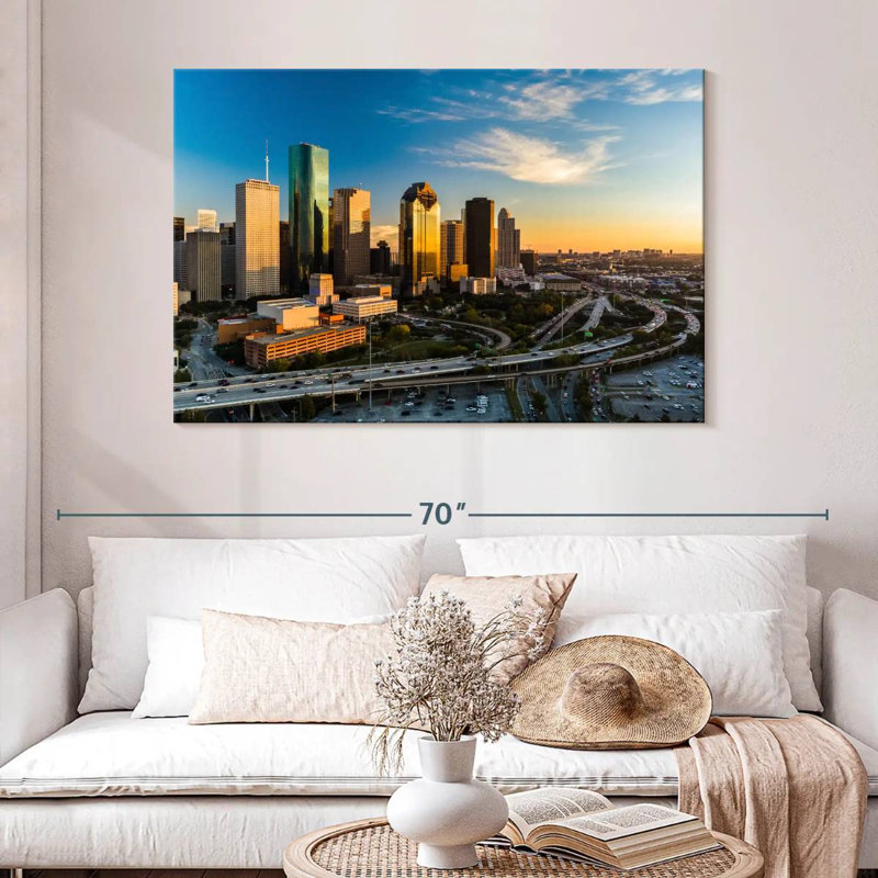 Ravi Houston Skyline At Sunset, 32" H x 48" W