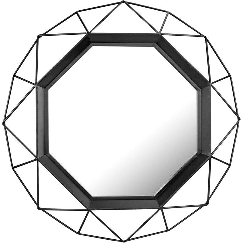 Metal Round Mirror, Black