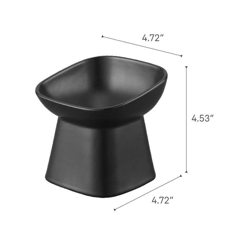 Bol pour animaux incliné Yamazaki Home, céramique, 6,7 oz, Noir, noir, noir, noir