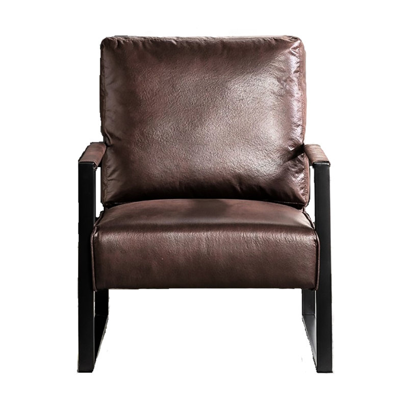 Chaise de chambre à coucher de style Mid-Century moderne, microfibre brun foncé, structure en métal robuste, coussin de siège rembourré et épais pour le salon, chaise de bureau en microfibre avec cadre, chambre à coucher élégante, bureau,