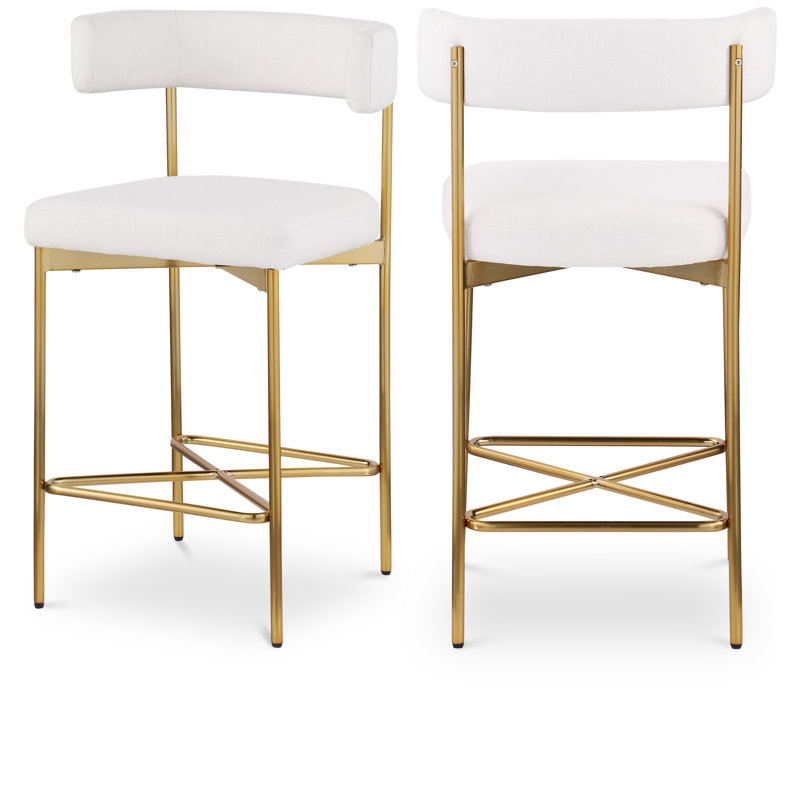 Tabouret de comptoir 26,25 po Klaas, Tissu crème texturé en lin
