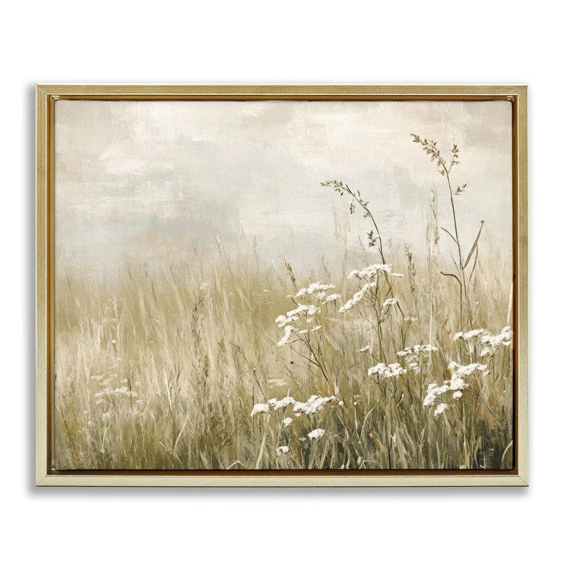 Cadre flottant Baby's Breath in Meadow, design par Petal Prints Design, H 17 po x l 21 po, Cadre flottant métallique doré