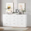 Commode à 9 tiroirs, motif géométrique triangulaire, en MDF et panneaux de particules, finition blanche. Meuble de rangement autoportant pour chambre, salon, entrée, couloir, garde-robe ou appartement.
