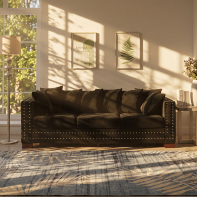 Canapé 3 places en velours d'eucalyptus Aislin l 84,5 po x P 32,3 po x H 31,9 po