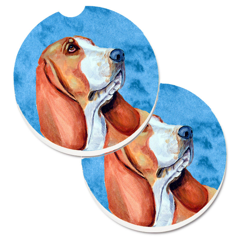 Sous-verre barbu collie voiture, Basset beige
