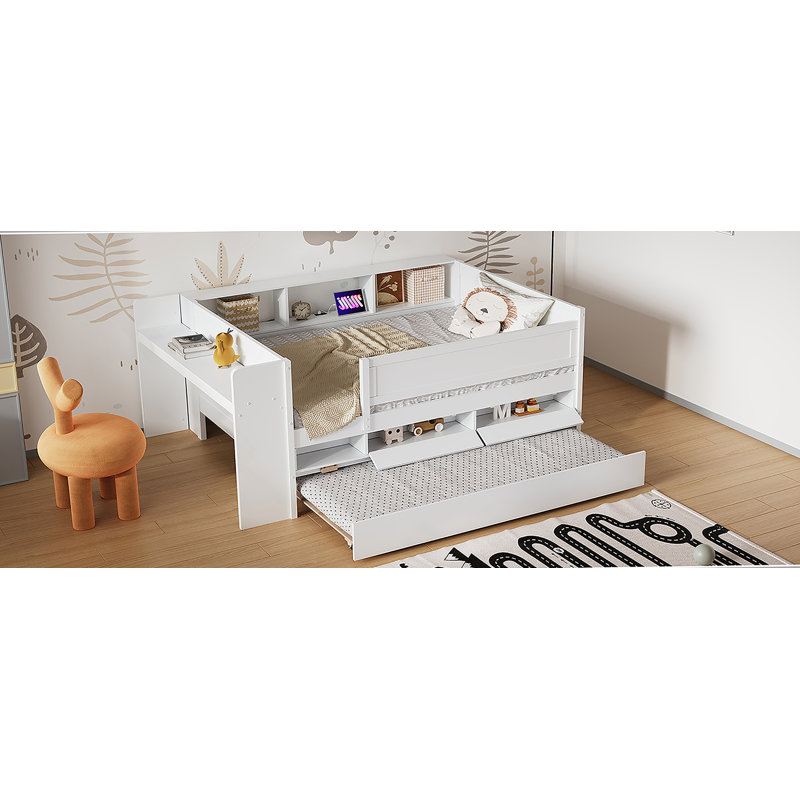 Lit de jour multifonctionnel avec tiroirs et couchette, station de charge USB