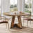 47" Rustic Brown Round Dining Table for 4-6 with Wooden Pedestal Base - Table Only-529058094