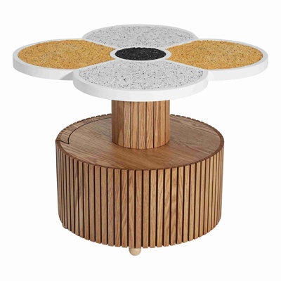 Elegant Four-Leaf Clover-Top Accent Table with Drawer