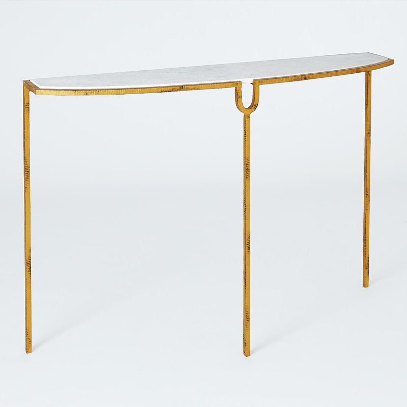 48'' W Marble Console Table, Gold, White