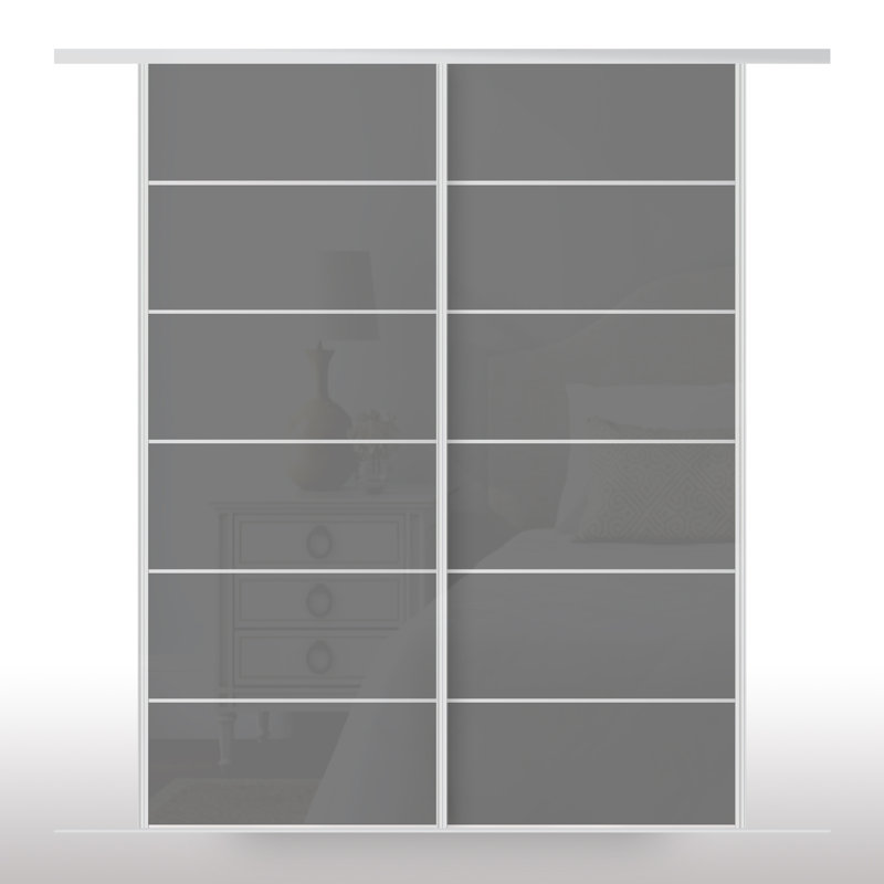 Arryn 2 Door Wardrobe, 243cm H x 243cm W x 8.2cm D, Dark Grey