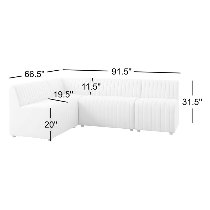 Augustine Modular Sectional,  31.5" H x 91.5" W x 66.5" D, Cream Polyester