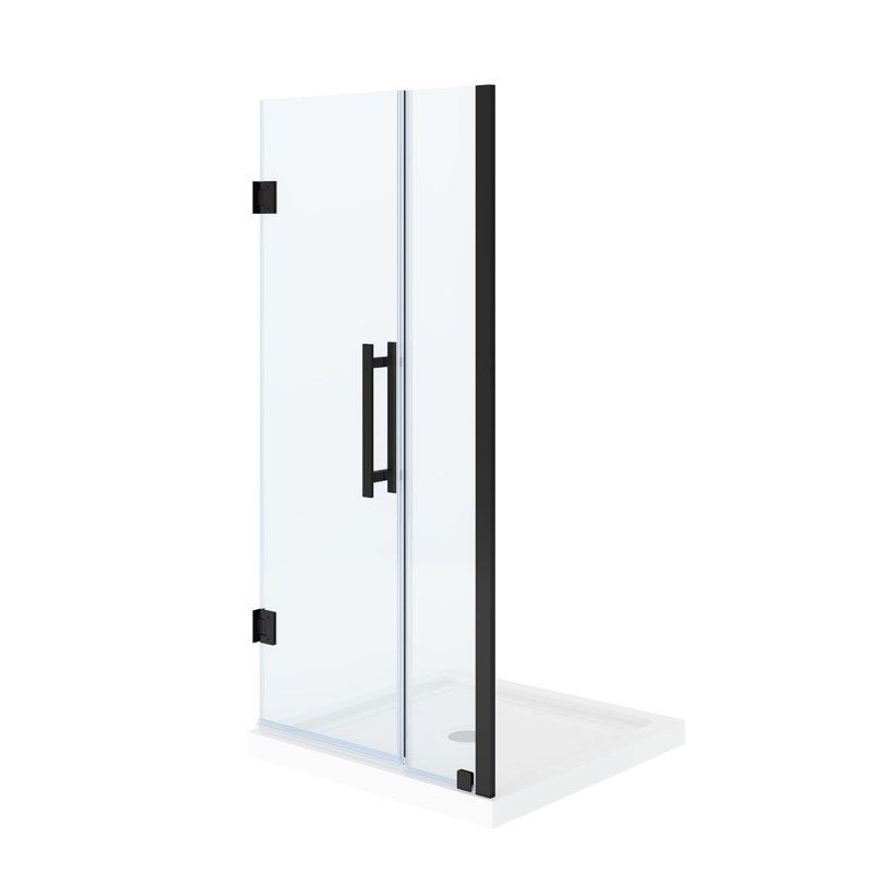 OVE Decors Panama 36 In. W X 36 In. D X 74 3/4 In. H Alcove Frameless Pivot Hinge Shower Door Kit With Base Pan, 2025, Black