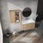 Meuble-lavabo mural avec lavabo et armoire latérale, portes et meuble-lavabo