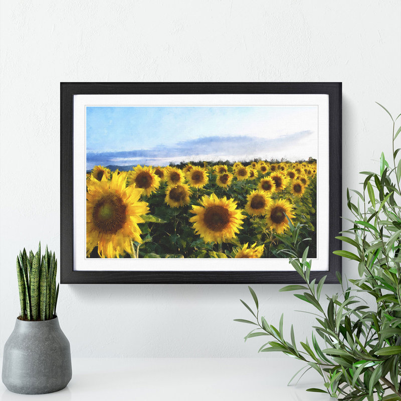 Sunflowers - Picture Frame Painting, Black Framed, 27cm H x 36cm W x 2cm D