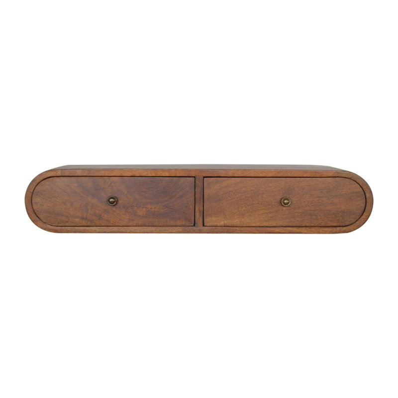 Floating Chestnut London Console, 2-Drawers, Shiny Knobs