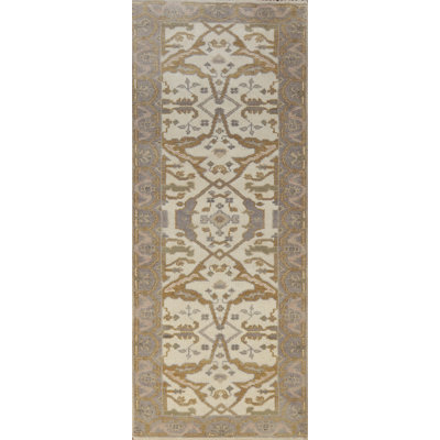 Tapis de couloir indien en laine Oushak 3 x 8
