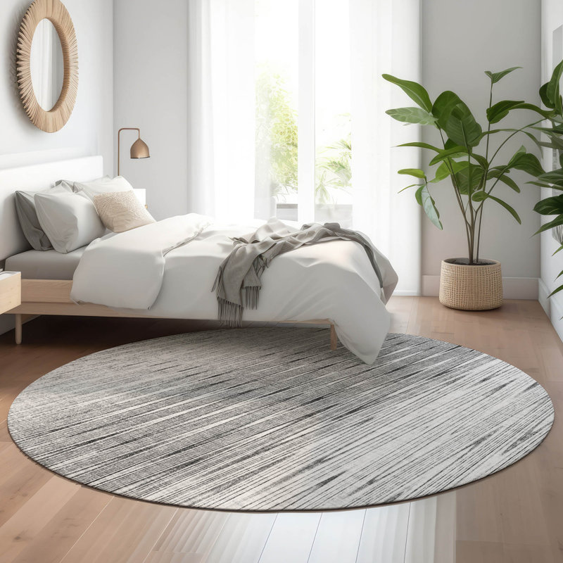 Premium Machine Washable Prisco Gray Rug, Round 8'