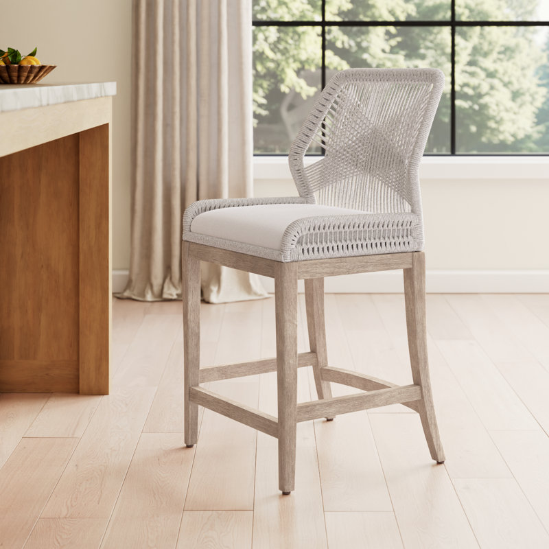Wellsworth Mitali Bar & Counter Stool, Taupe & White, Bar Stool (30" Seat Height), Natural Gray
