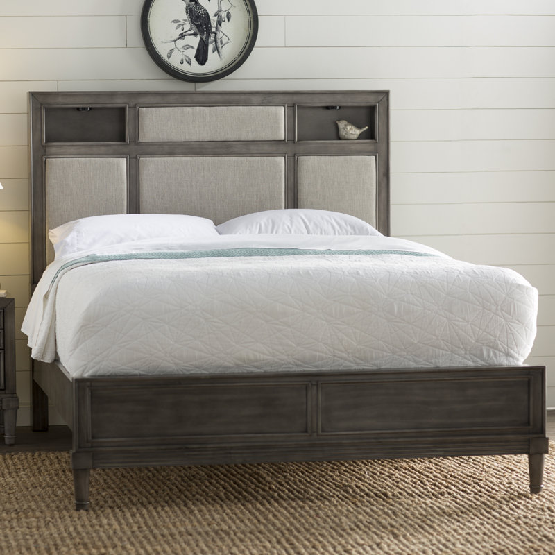 Zola Upholstered Bookcase Storage Bed, Queen
