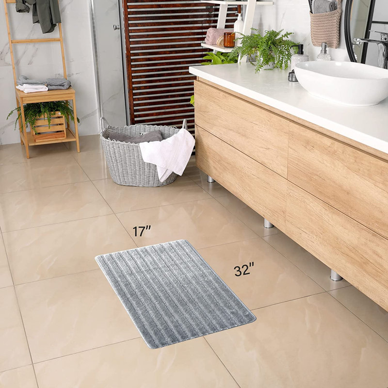 Non-Slip Bath Mat, 17" x 32", Beige