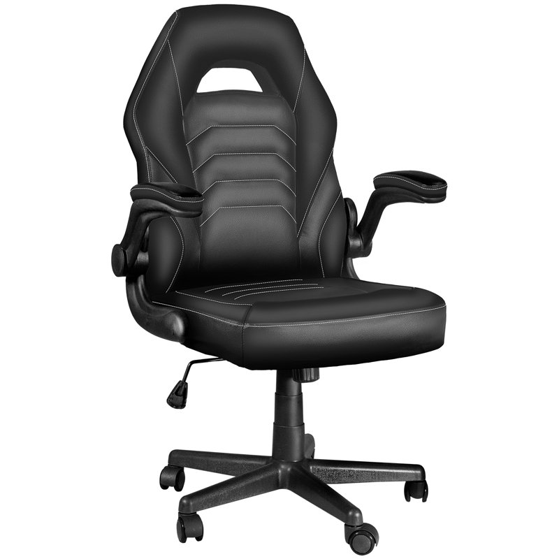 Fauteuil de jeu et de course pivotant réglable en cuir Inbox Zero Racing, Noir