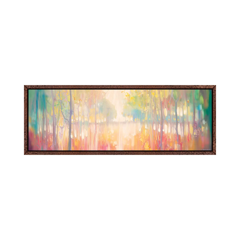 Autumn Calls, Panoramic Wide Canvas Of Lake Through Autumn Trees by Gill Bustamante - Panoramic Painting on Canvas